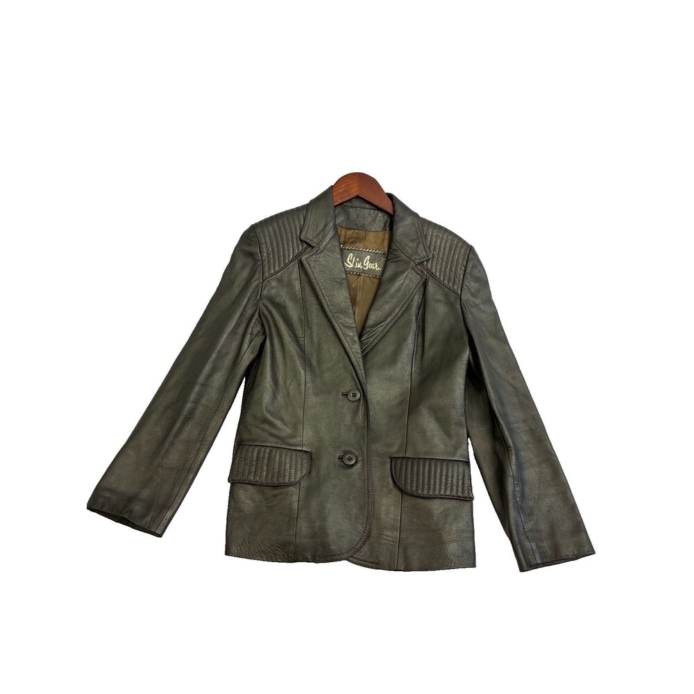 Silvi Gear Leather Blazer Jacket Womens Brown Genuine Leather Moto Quilted